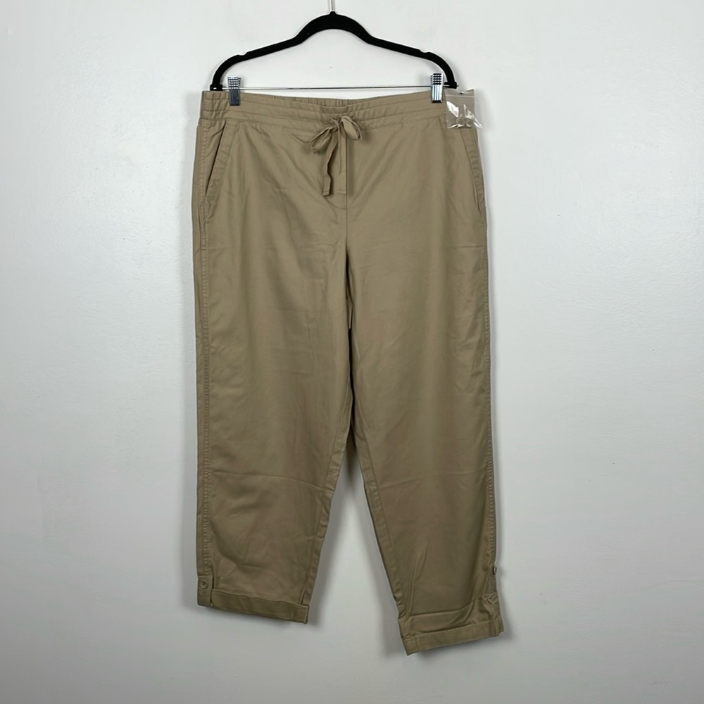 Talbots Womens 16 Capri Crop Pants 4 Pockets Drawstring Front Pull-On Plus Size